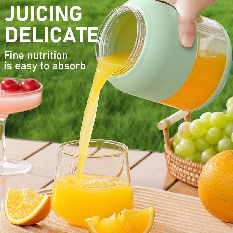 Product Introduction of Xiaoks 500ML portable juicer: Dual - lid, 14 - leaf 18000RPM blade for smooth juice. Handle, straw for outdoor use. Safe, long - lasting battery, multi - charge for fresh juice anywhere. 24