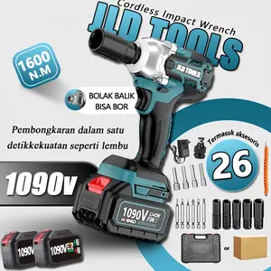JLD Impact wrench Cordless 1090V / 588V Brushless bor impact baterai Brushless bor impact baterai  Bolt Mobil 2 Baterai Impact Baterai Impact Key