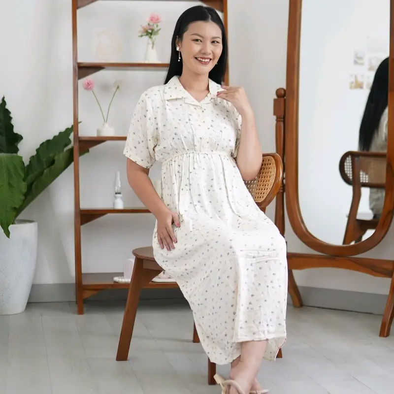 Quila homewear daster collection Nerissa series rayon premium mahira dailywear Motif Twill Cantik Busui Ibu Kancing 1