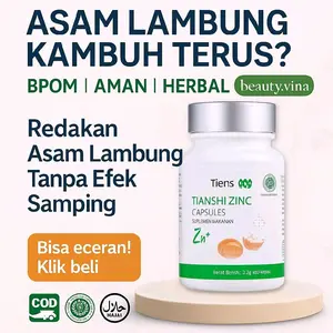 Vitamin Cina Zinc  untuk Asam Lambung Gerd  – Herbal BPOM Aman Redakan GERD & Nyeri Ulu Hati dan maag Original Isi 60 Kapsul Segel