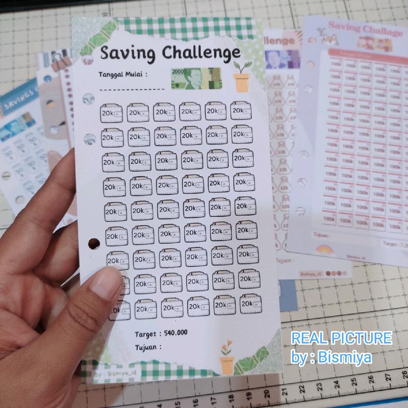 [paket 6pcs menabung] isi binder A6 menabung saving challenge tantangan menabung A6 isi 6 lubang isi nabung sesuai  jumlah uang 3