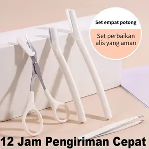 【12 Jam Pengiriman Cepat】MELEDE Pisau Alis / Alat Pencukur Alis 1 Set kualitas tinggi Meniskus Pisau Cukur Alis Trimmers Dengan Pelindung Sisir Pemula Safety Eye Brow Sharpener Alat Kecantikan