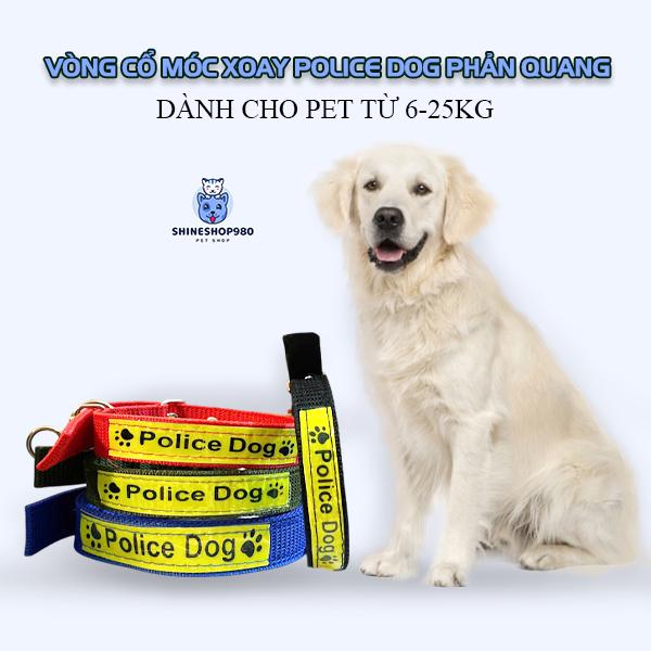   Tặng chuông  Vòng Cổ Móc Xoay Police 2 Lớp Dằn Dặn Cho Cún Cưng Từ 6KG-25Kg 
