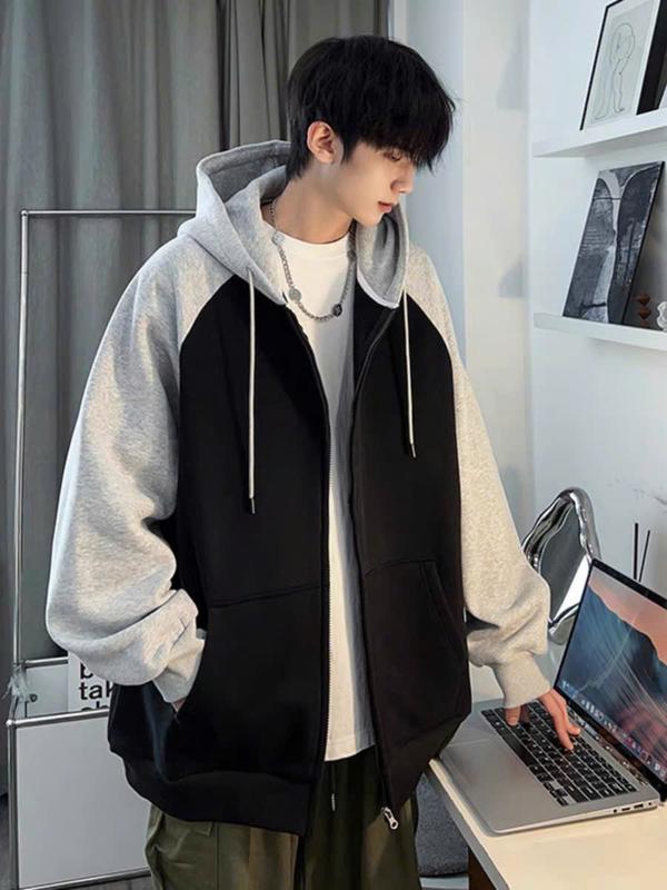 Áo Khoác Hoodie Nam Nữ Có Dây Kéo Siêu Đẹp Thời Trang Phong Cách Hàn Menswear Dài Tay Jean Tay Dài Có Túi Đen Jacket