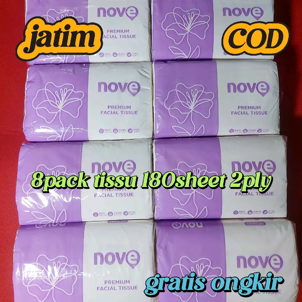 8pack tissu wajah NOVA lembut dikulit paket hemat murah meriah tissu murah