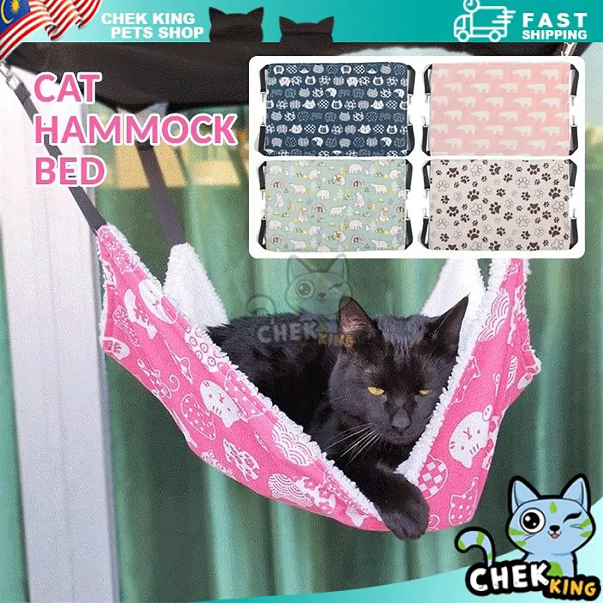 Buaian Kucing Gantung Sangkar Cat Hanging Hammock Fluff Warm Bed Pets Soft Breathable Sleeping Hanging Bed