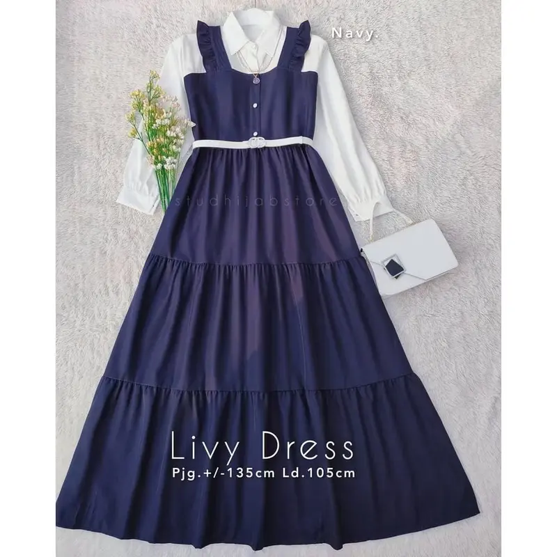 Baju Gamis Wanita Terbaru Livy Dress Gamis Remaja Kekinian Korean Style Busui FREE BELT FRZ Dewasa Muslim gamis  resleting elegan ⁠chocomilk gam is polos Crepe Kondangan Lebaran Pesta 2