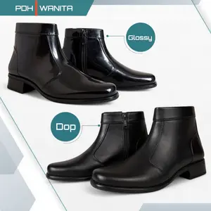 Sepatu PDH Wanita Kerja Formal Boots Shoes Hak 3 Cm Size 37-45 Bahan Sintetis Premium Outsole TPR Model Ankle Boot Cocok untuk Kerja Kantoran ASN PNS Guru Security Satpam Polwan TNI AD AU Dinas Harian