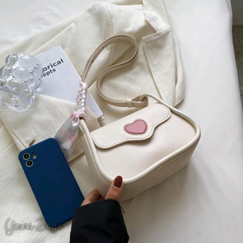 Tas Selempang Kulit wanita Kunci Hati - Slingbag Cewek Korea - Shoulder bag Wanita Modis 2024 - Tas Vintage Kulit PU 1