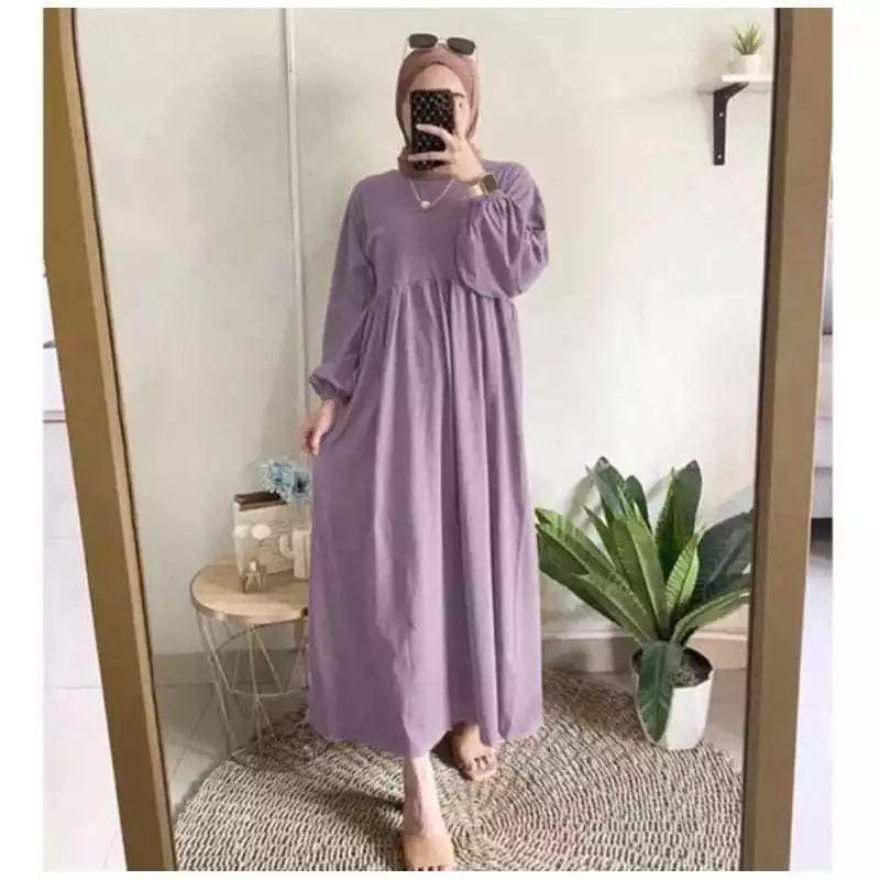 Product Introduction of Siena Midi Dres Wanita  Remaja Kekinian bahan Cringkle Airflow  Nyaman Muslim Casual link  dress  lebaran 9