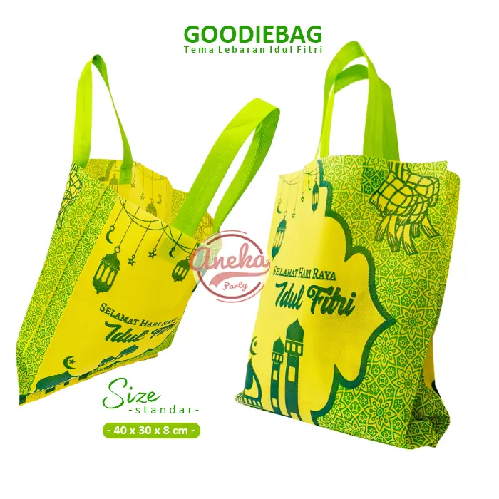 isi 12 Tas Parsel Idul Fitri standar grosir / Goodie Bag Idul Fitri / Kantong Snack Souvenir parsel lebaran / tas lebaran idul fitri / tas kain lebaran 4