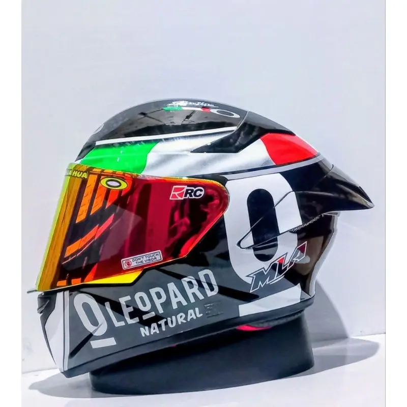 Helm MLA TT-COURSE Motif Leopard Blue/Red/Gold - Visor Single, Fullface Model Kyt Ttc - Kaca, Motorcycle 2