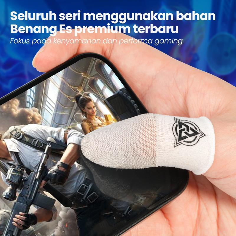 ‌BlueWow V4 Ice SilkFinger Sleeve/Pro Lengan Jari- Putih Sarung Jari Gaming Generasi Baru - Material Ice Silk/Shark Gaming-Material Nanofiber Premium | High Sensitivity & No Miss Touch | Anti-Sweat + Screen Safe untuk Garena/PUBG/MLBB
