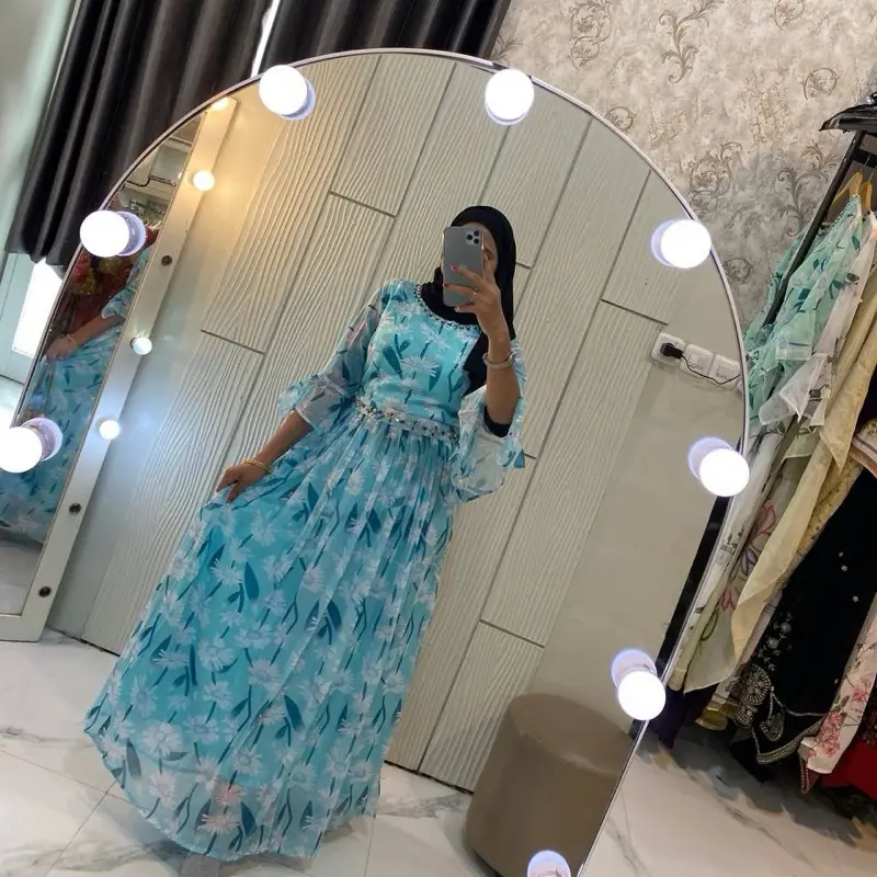 DRESS INDIA BAHAN KATUN PREMIUM LIGHT BLUE