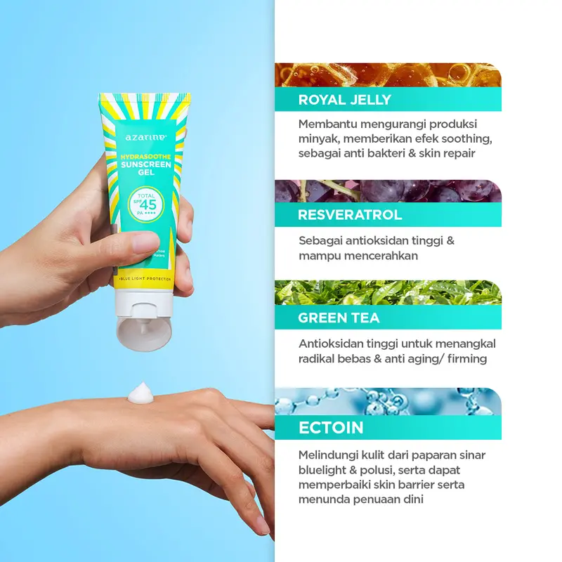[Twin Pack Gel] Azarine Hydrasoothe Sunscreen Gel SPF45 PA++++ 50 ml Berminyak Box Wajah  Facial  Sunscren  Sunblock Berminyak 2