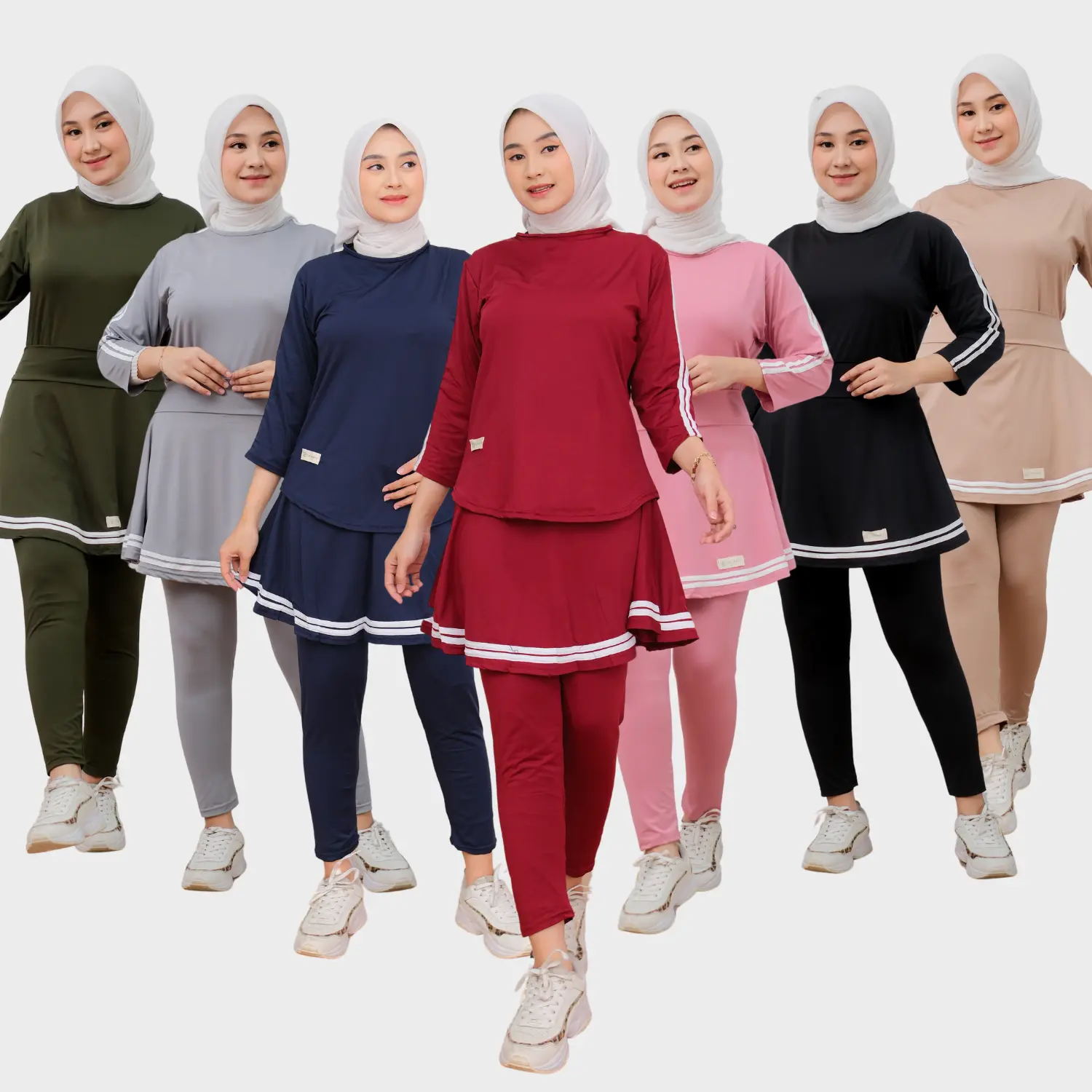 Atlana - One Set Zumba Yoga Bersepeda Tenis - Legging Rok Olahraga Muslimah Atasan Baju Sporty Legging Rok
