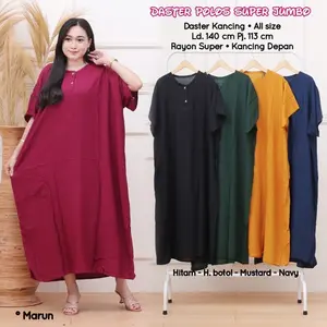 Daster Super Jumbo Ld140 Polos Busui Dan Hamil kancing bumil Ibu Lengan