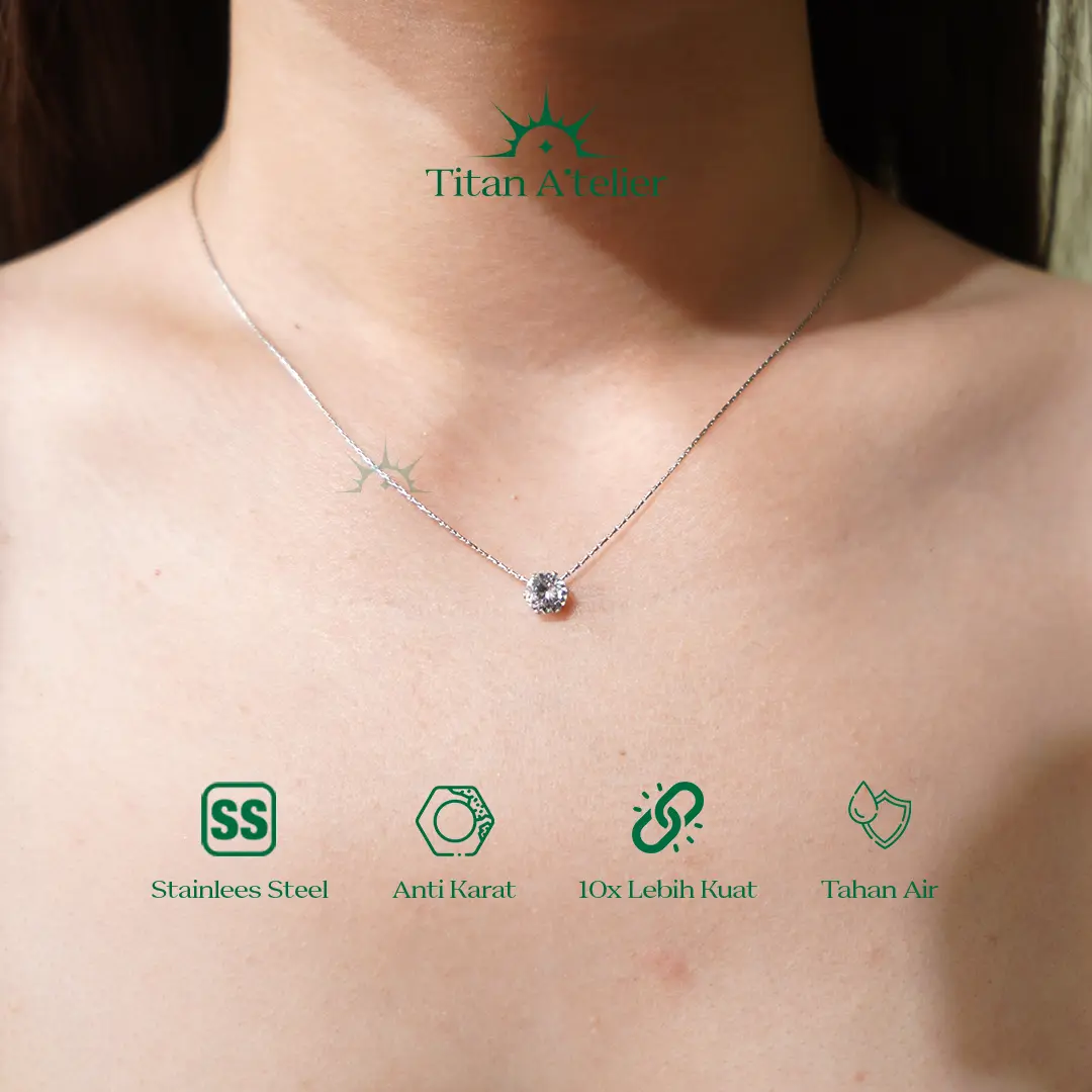 Titan Atelier Kalung Wanita Permata Titanium Anti Karat Anti Luntur / Kalung Mutiara / Kalung Korea - Cleine