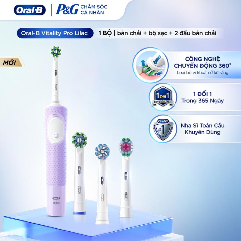 Mua 1 Bàn Chải Điện ORAL-B Vitality Pro Lilac TẶNG Set 2 Đầu Bàn Chải, Làm Sạch Sâu Từng Kẽ Răng,Chuyển Động 3 Chiều