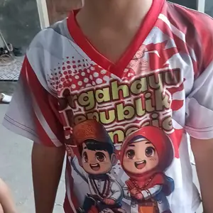 Baju Anak Jersey Size 1-10 TH HUT RI 17 AGUSTUS FULL PRINT  3/4 Cowok Cewek Celana Pendek Harian Baju Anak Besar