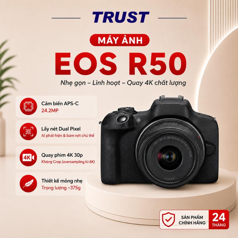 Máy Ảnh EOS R50 Kit RF-S 18-45mm STM | Mirrorless 4K