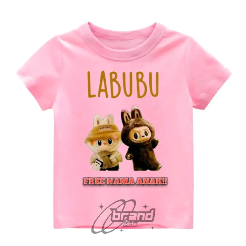 Baju kaos atasan anak gambar labubu, bahan premium 100% free cetak nama!! 6