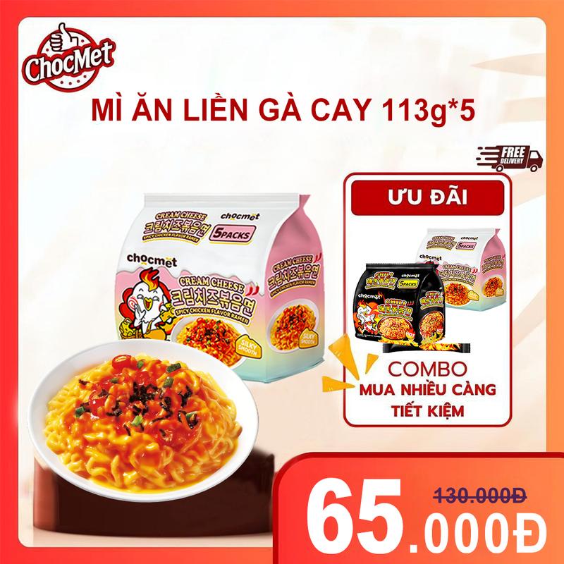  CHOCMET Mì Gà Tây Cay   Mì Gà Tây Sốt Kem Phô Mai 113g-Cay nồng đậm đà thơm béo phô mai,mì ăn liền thơm ngon tiện lợi 