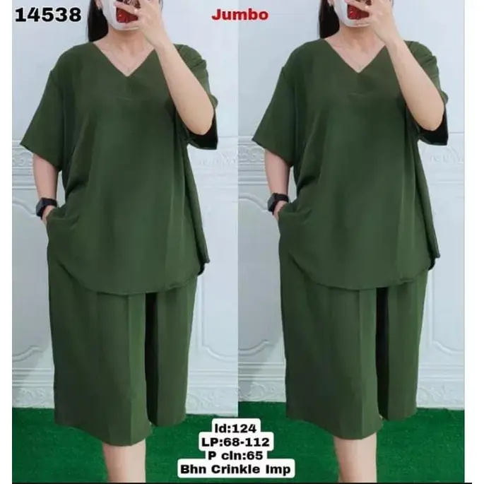 Setelan Andin Crinkle Terbaru Jumbo Wanita Airflow - Baju Celana Airflow 6