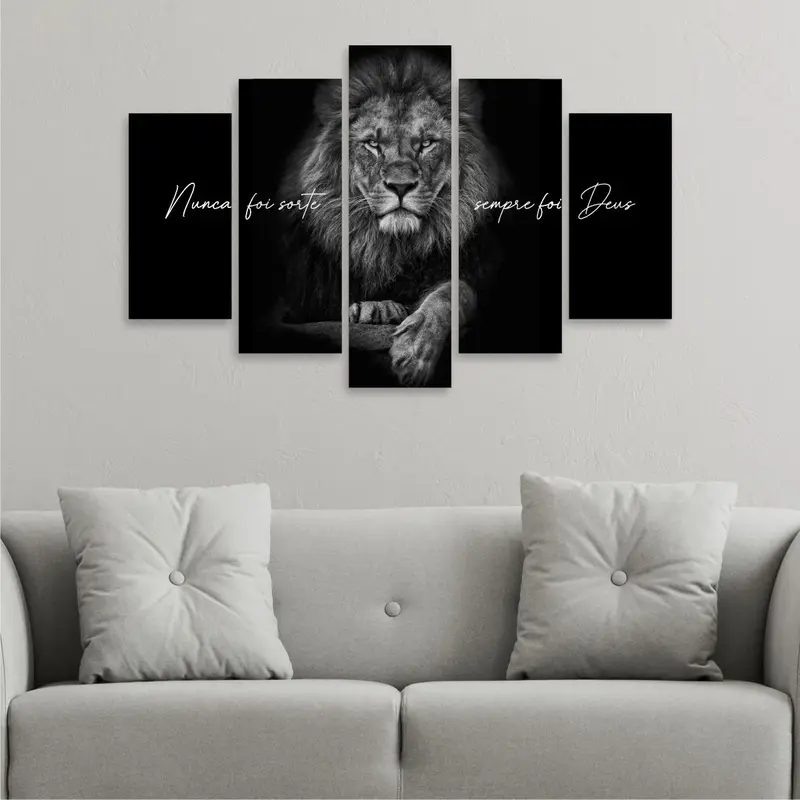 Quadro Mosaico Decorativo de Leão para Sala e Escritório