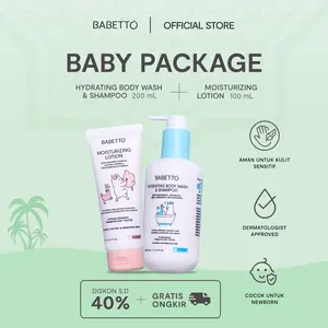 Babetto For Sensitive Skin - Paket Perawatan Lotion 100 ml & Sabun Sampo Mandi 200ml - Kulit Iritasi Sensitif Eczema Bayi dan Anak