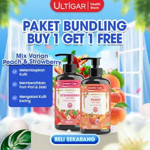 UltiGar Golden Care Body Wash Mix Varian Strawberry Peach Lavender 500ml - Buy 1 Get 1 Free - Softening & Moisturizing - POM NA 18240700350 & 18240700376 - Paket Bundling Spesial