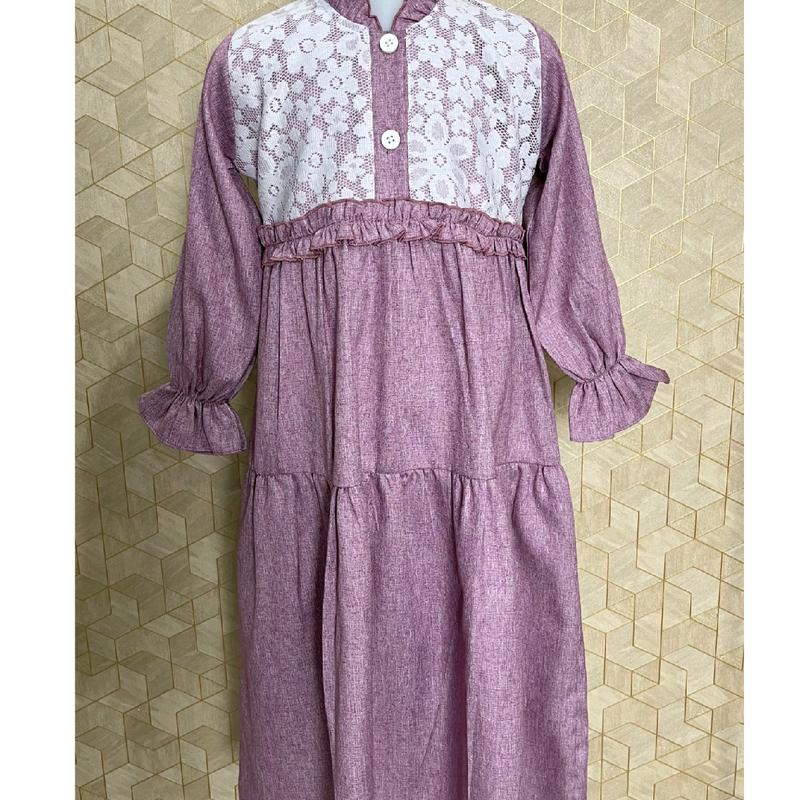 Dress panjang Lyra gamis anak perempuan usia 2-10tahun bahan katun madinah 2