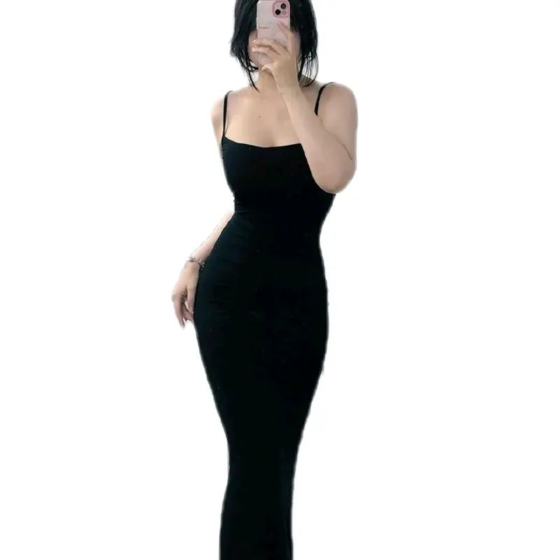 Inara maxi dress wanita bodycon Slim-fitting Polos Casual Lembut Nyaman 3