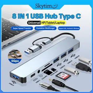 Skytime 8in1 Adapter Connector DS01 USB-C Type-C HDTV Kabel Konekter Multifungsi SD Card TF Card Computer Laptop Phone Tablet