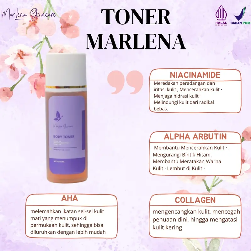 PAKET TONER  MARLENA FREE KAPAS DAPAT 2 PCS TONER KEMASAN BARU BPOM 1