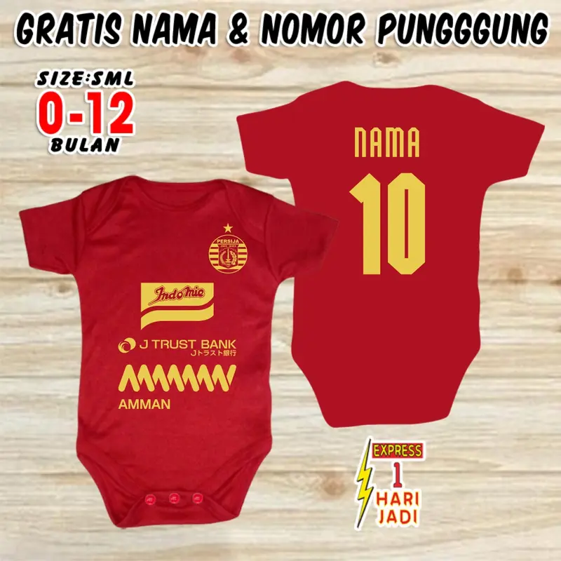 Baju Bola Bayi KLUB CUSTOM NAMA & NOPUNG Jumper Baby Romper Newborn Jersey Nameset Sepak Bola Kaos Bahan Katun Set Pakaian Anak Balita Laki Laki Perempuan Hampers Lucu Kado Bayi Baru Lahir Cowok Cewek Kostum Photoshoot Foto Bayi 0 6 12 Bulan 4