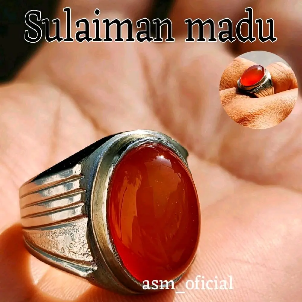 Cincin Sulaiman Madu Asli Natural  cincin pria akik terlaris