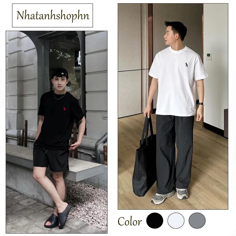 (Xả Hàng) Áo thun nam nữ, thêu logo ngựa, vải cotton 2 chiều mềm mịn thoáng mát, áo thun ngựa