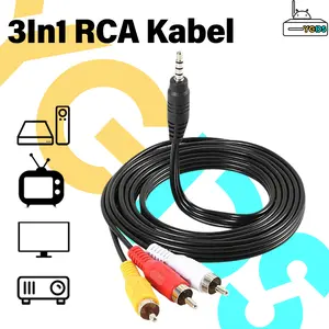 YGDS KABEL TV AUDIO VIDEO TO JACK AUX 3.5 MM 3 GARIS AV RCA Male CABLE