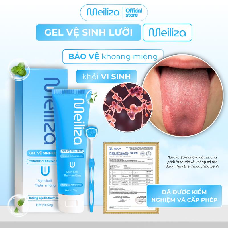 Gel vệ sinh lưỡi chuẩn nha khoa MEILIZA - Hỗ trợ làm sạch lưỡi, lưỡi trắng, hôi miệng - tặng kèm bàn chải lưỡi