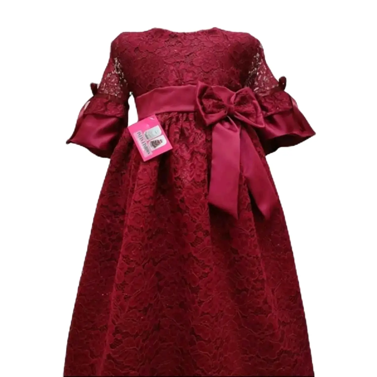 Gaun anak perempuan full brokat tangan 3/4 baju fashion Dress