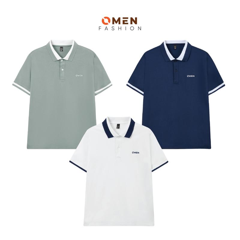 DEAL MỞ BÁN Combo 3 áo Polo Omen vải cá sấu co giãn thoáng mát ,thêu chữ sang trọng OMP.14