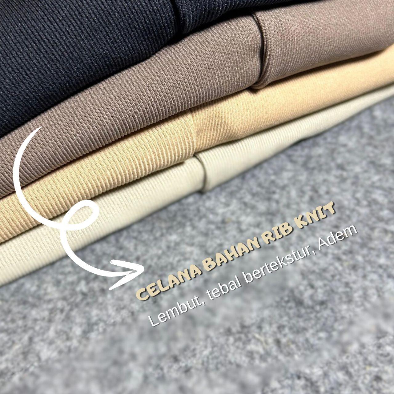 KRATOSS - FLAREPANTS RIB Knit CUTBRAY -Celana Panjang wanita Celana Korean style - CELANA WANITA TERBARU CUTBRAY KNIT