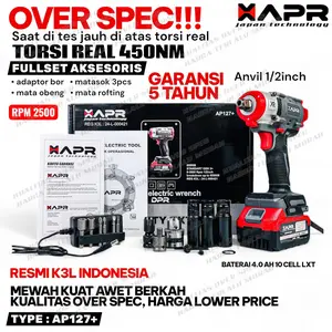 XAPR Impact Wrench AP127+ RAJA BOR 650NM Body Kecil Tenaga Besar Pem buka Baut Roda CVT Motor Mobil Dengan Baterai LXT Fullset Aksesori Garansi Resmi K3L
