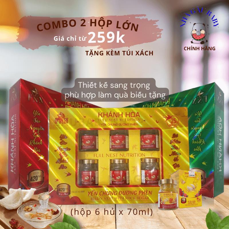 COMBO 2 HỘP YẾN SÀO KHÁNH HÒA FULL NEST NUTRITION 35% YẾN + TẶNG KÈM TÚI XÁCH 
