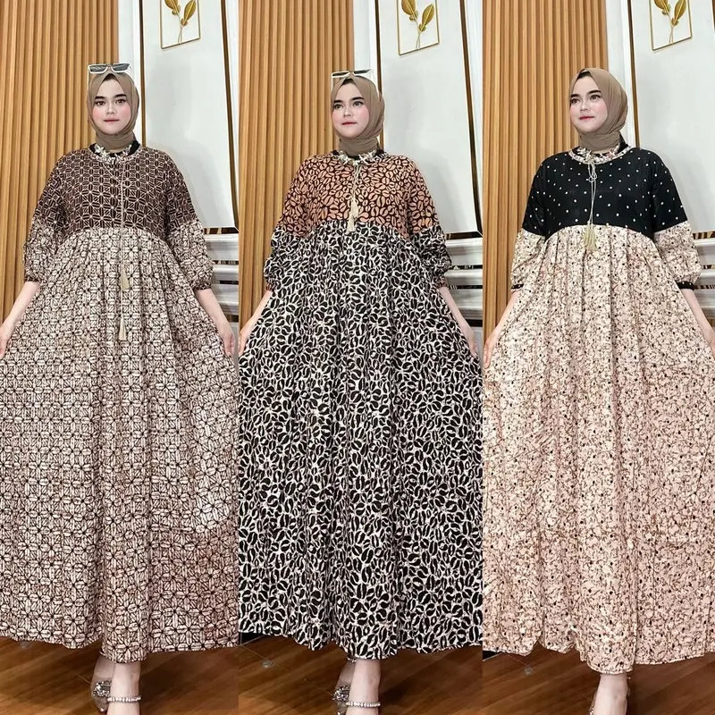 Gamis tali lonceng | gamis cantik motif terbaru | gamis rayon viral buat kondangan super jumbo bumil busui 0