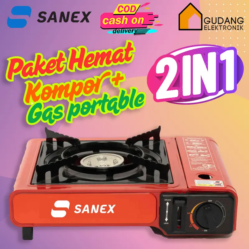 [PAKET HEMAT] SANEX KOMPOR CAMPING BBQ PORTABLE 2 IN 1 SN883 / SN 883 KOMPOR GAS PORTABLE (1 TUNGKU) GARANSI RESMI 0