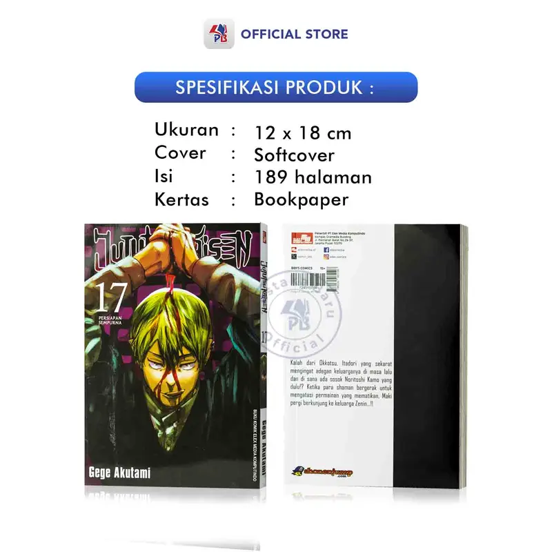 Buku Komik Jujutsu Kaisen Volume 6 Sampai 18 Per Satuan Volume / GRAMEDIA PUSTAKA UTAMA - EMK 4