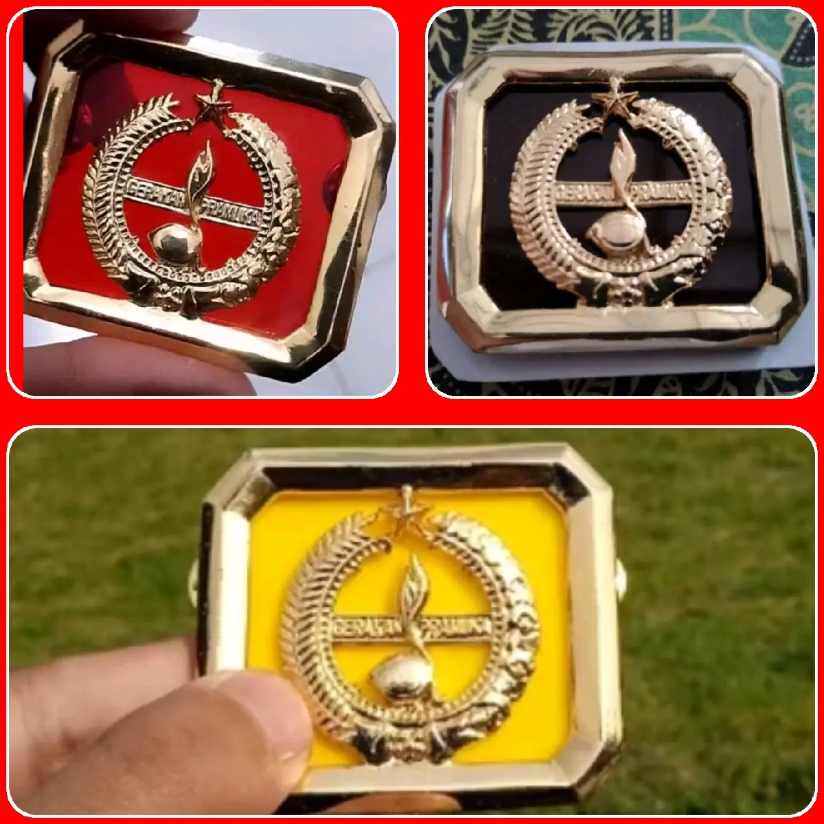Emblem tatop baret pramuka penggalang penegak pandega buat putra cor logam timbul lapis akrilik Aksesoris