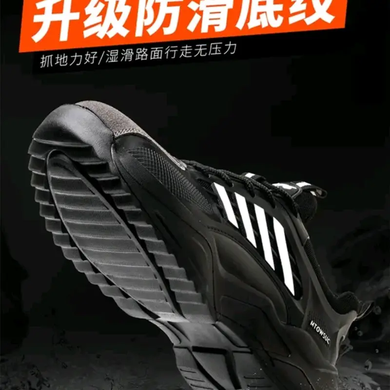 (By11) Sepatu Safety Pria Ujung Besi  Boots kerja Lapangan Shoes Hitam Hijau 5